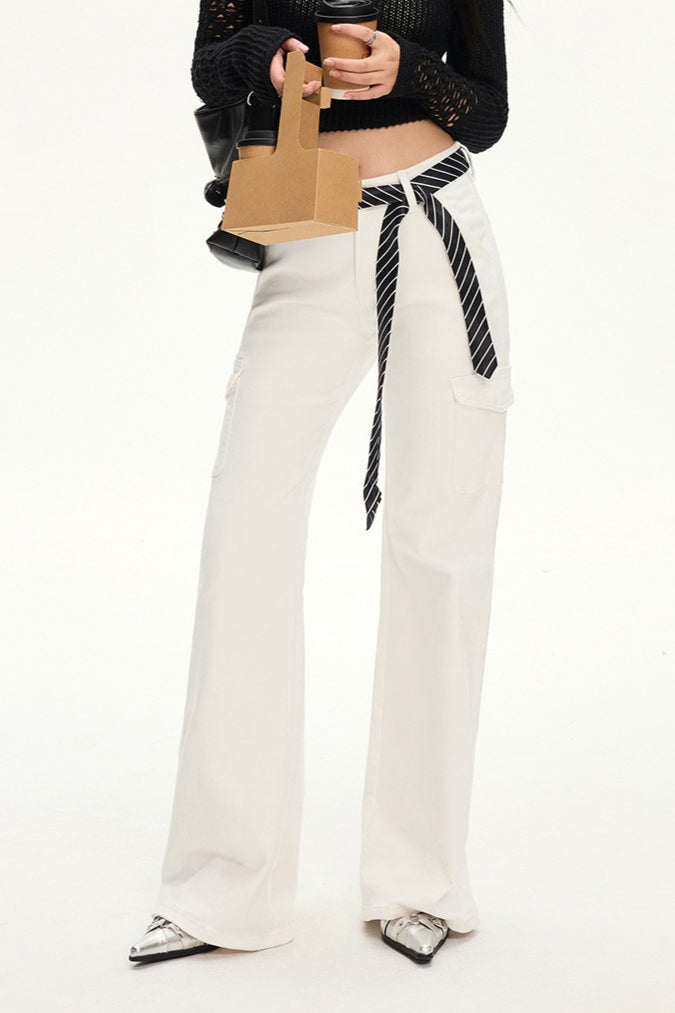 Stretch Slim Fit White Cargo Jeans Secondary image