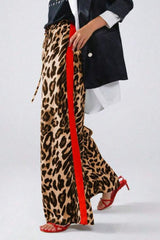 Chic Leopard Print Relaxed Wide Leg Pants