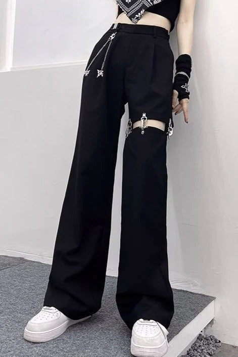 Cutout Tailored Slim Straight Pants Main image
