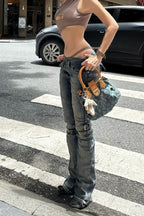 Vintage Panel Low Rise Fitted Straight Leg Jeans