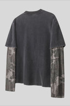 Horse Graphic Camo Layered Long Sleeve T-Shirt