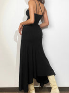 Asymmetric High Slit Bodycon Maxi Dress Midi Dresses
