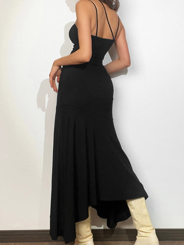 Asymmetric High Slit Bodycon Maxi Dress Midi Dresses