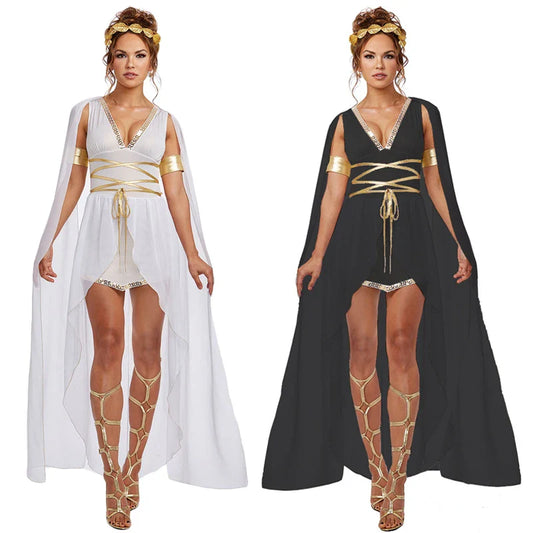 Ancient Athena Goddess Dress Women Greek Carnival Cleopatra Halloween Costume