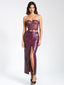 Noya Purple Front Charming Slit Vegan Leather Skirt XXS / US Bottoms