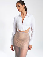 Gloria Mesh Stylish Rhinestone Maxi Skirt Bottoms
