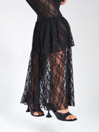 Quennell Black Lace Charming Corset Maxi Dress Dresses