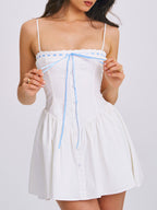 Malia Drop Waist Corset Graceful Lace Up Back Mini Dress S / US 4 6 Dresses