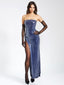 Ramona Navy Sequin Strapless Graceful High Slit Maxi Dress XXS / US Dresses