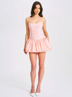 Oletta Pink Corset Strapless Graceful Bubble Hem Mini Dress XXS / US Dresses