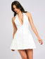 Reyna White Backless Charming Pleated Mini Blazer Dress XXS / US Dresses
