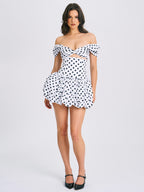 Umika Polka Dots Charming Bubble Hem Mini Dress Dresses