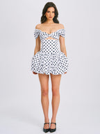 Umika Polka Dots Charming Bubble Hem Mini Dress Dresses