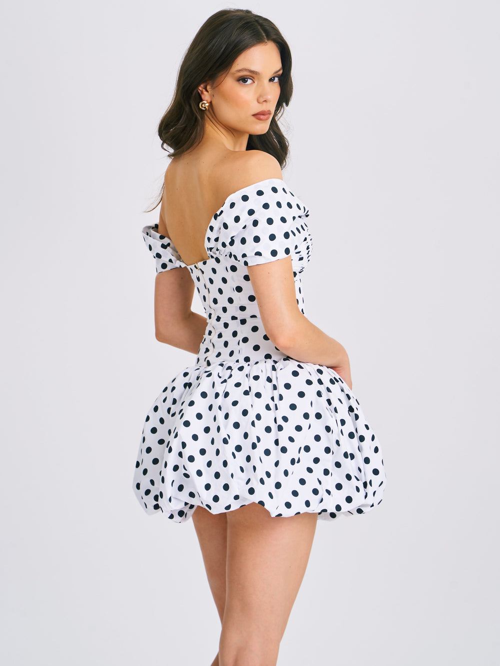 Umika Polka Dots Charming Bubble Hem Mini Dress Dresses