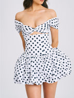 Umika Polka Dots Charming Bubble Hem Mini Dress M / US 6 8 Dresses
