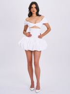 Umika White Bubble Charming Hem Mini Dress Dresses