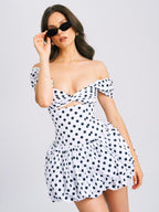 Umika Polka Dots Charming Bubble Hem Mini Dress Dresses