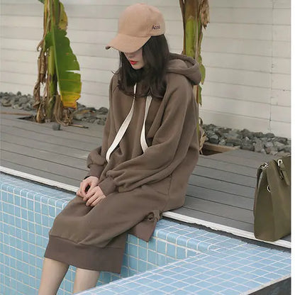 Medium And Long Plush Thickened Autumn And Winter Hoody