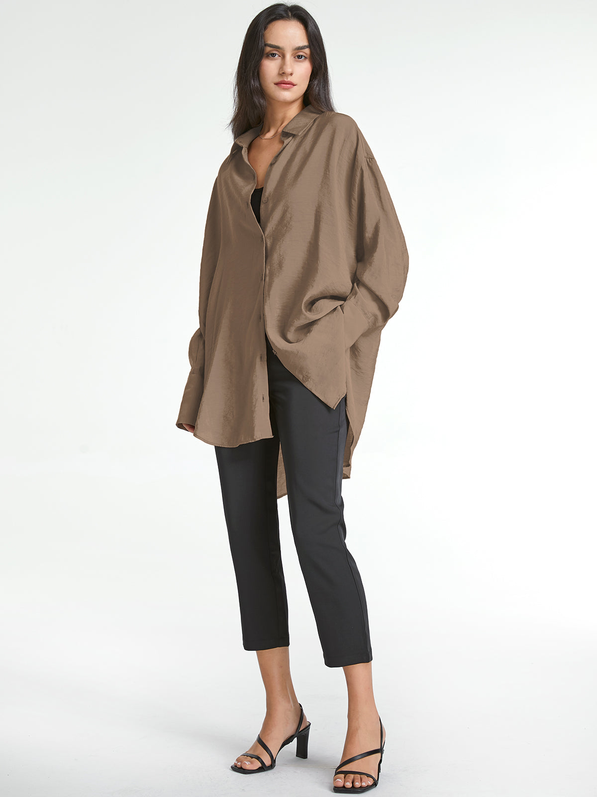 Drop Shoulder Oversized Trendy Button Up Shirt