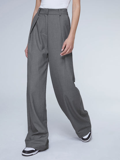 Oversized High Waisted Trendy Pleat Front Trousers