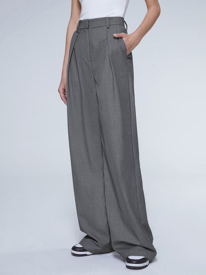 Oversized High Waisted Trendy Pleat Front Trousers