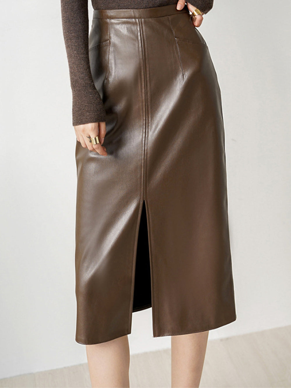 Eternity Nightshade Graceful PU Leather Skirt Brown / XS Skirts