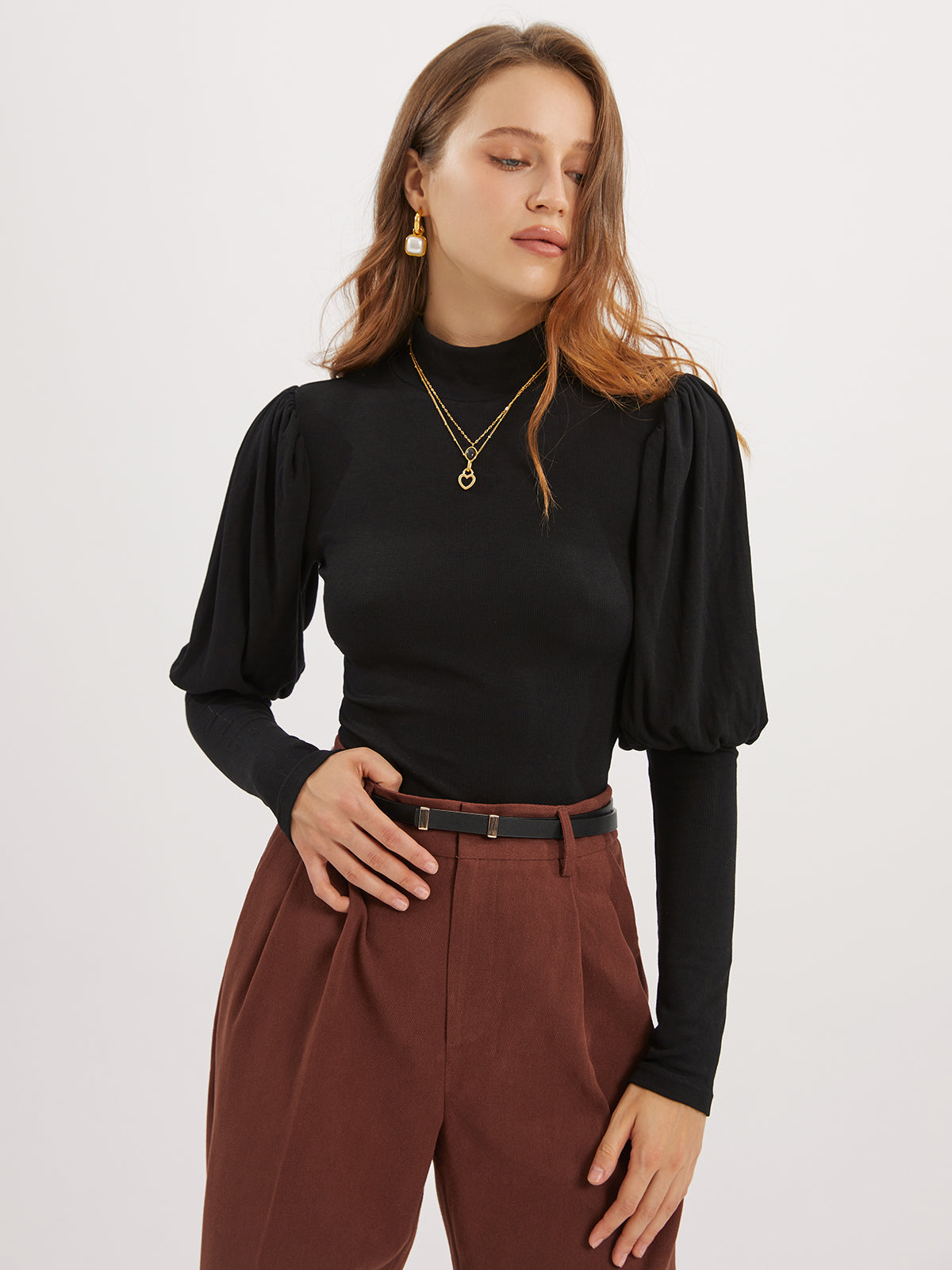 Solid Puff Graceful Long Sleeve Shirt