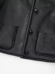 Dark Night Shearling Trendy Leather Flight Jacket Pu Jackets