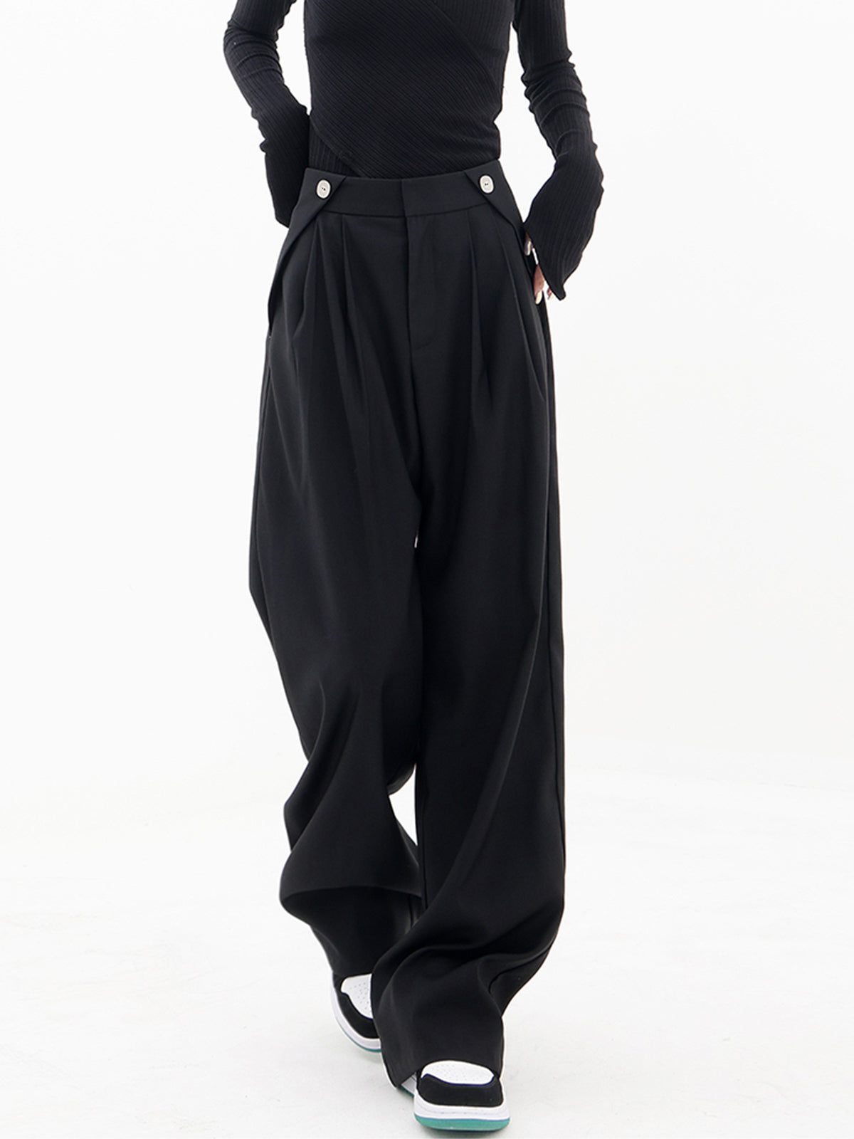 Casual Wide Graceful Leg Pants Black / XS Pants Main image