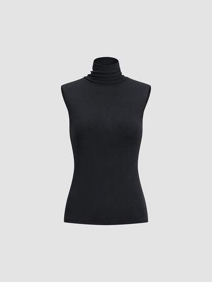 Turtleneck Sleeveless Graceful Tank Top