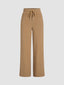 Camel Drawstring Ribbed Trendy Wide Leg Pants Camel / XS Pants