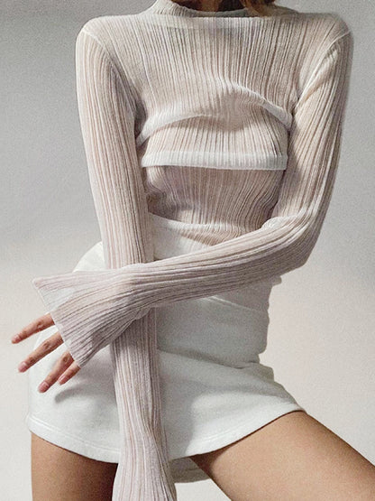 See Through Graceful Mesh Textured Shirt