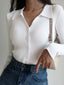 Button Up Graceful Collared Cardigan White / XS Sweaters L