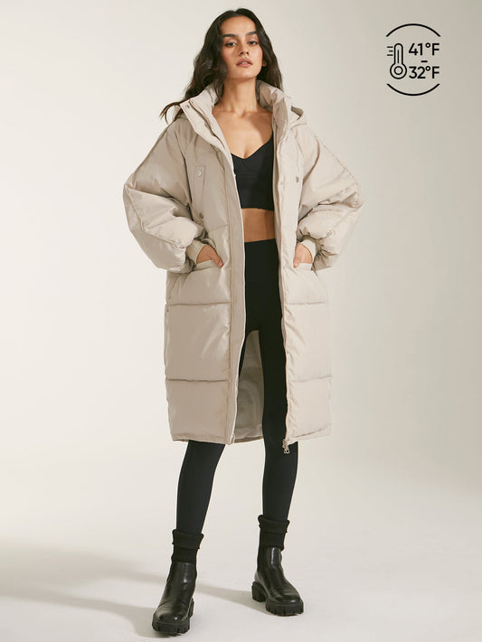 Long Hooded Graceful Puffer Parka Coat