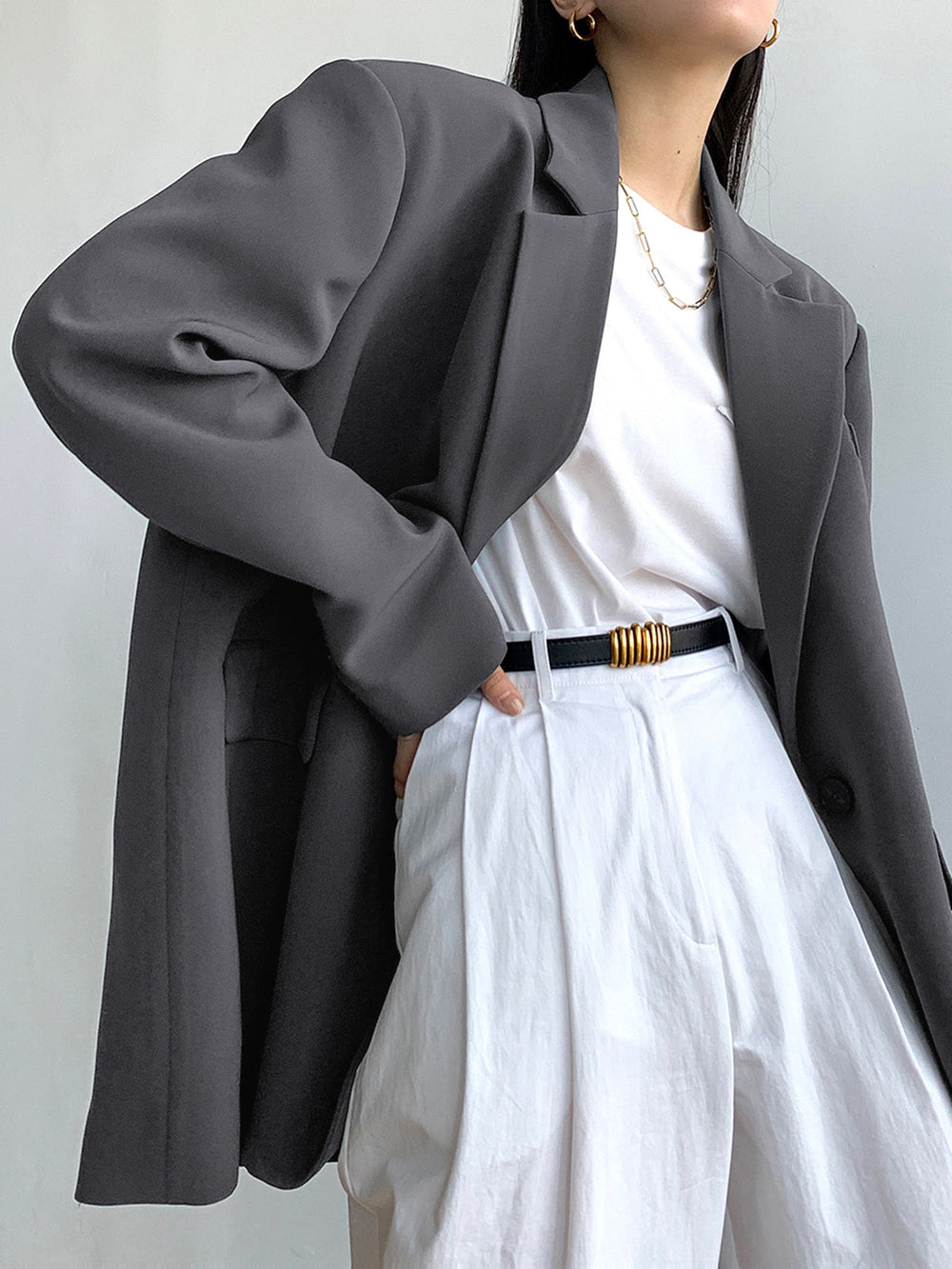 Single Breasted Graceful Essential Blazer Grey / S Blazers