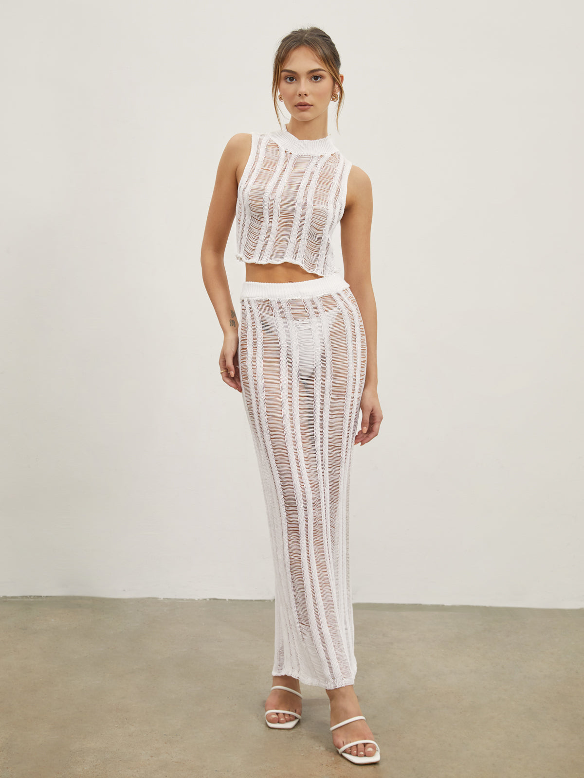 Leisure Hollow Graceful Knit Maxi Skirt