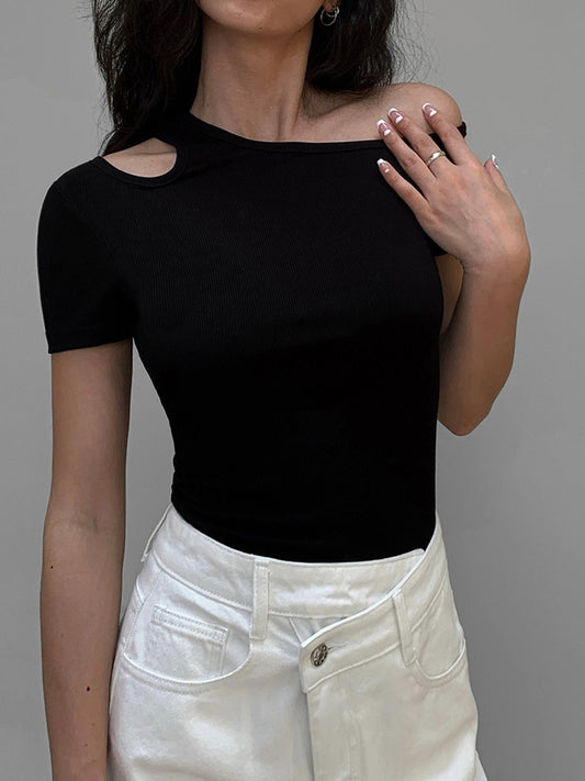 Slinky Cutout Graceful Short Sleeve Top