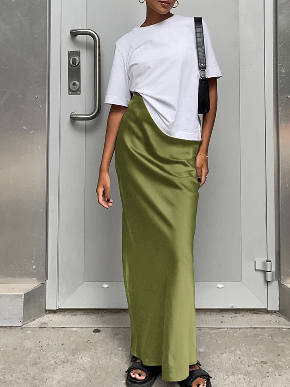 Utility Satin Graceful Maxi Skirt