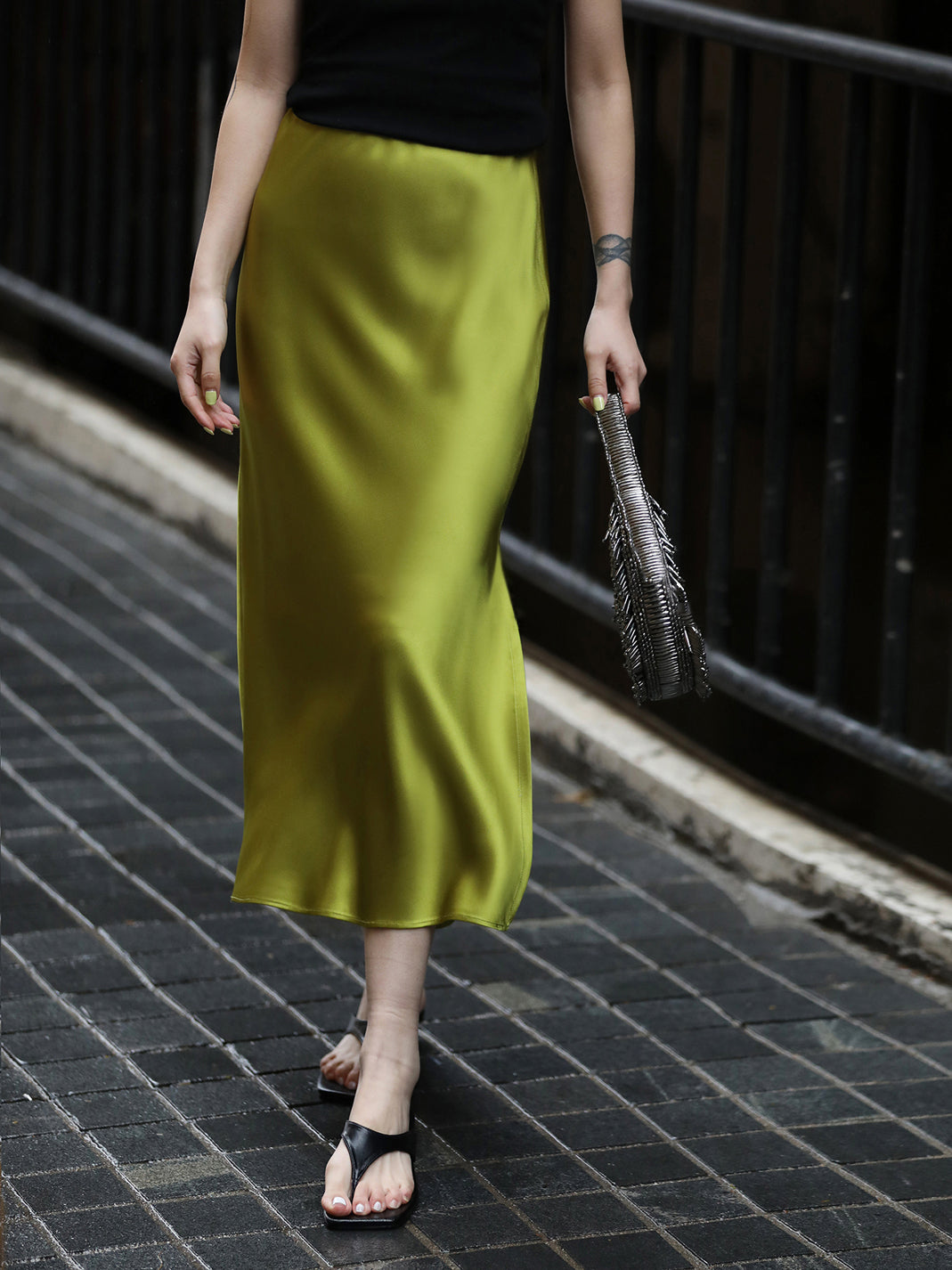 Flowy Satin Graceful Midi Skirt