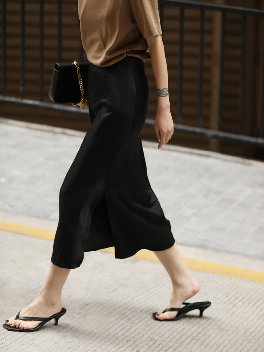 Flowy Satin Graceful Midi Skirt