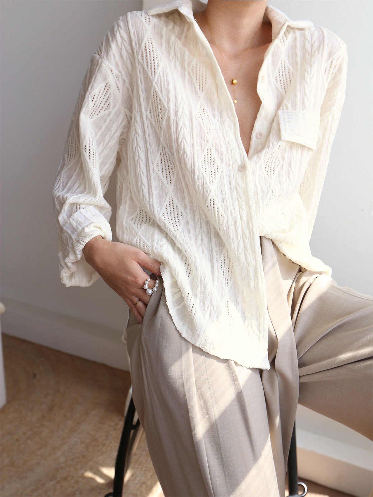 Oversized Cable Graceful Knit Shirt