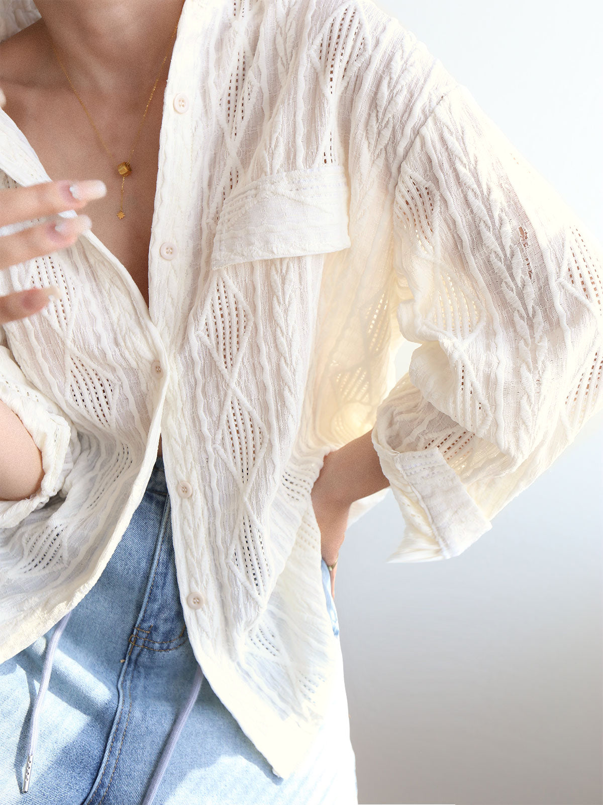 Oversized Cable Graceful Knit Shirt