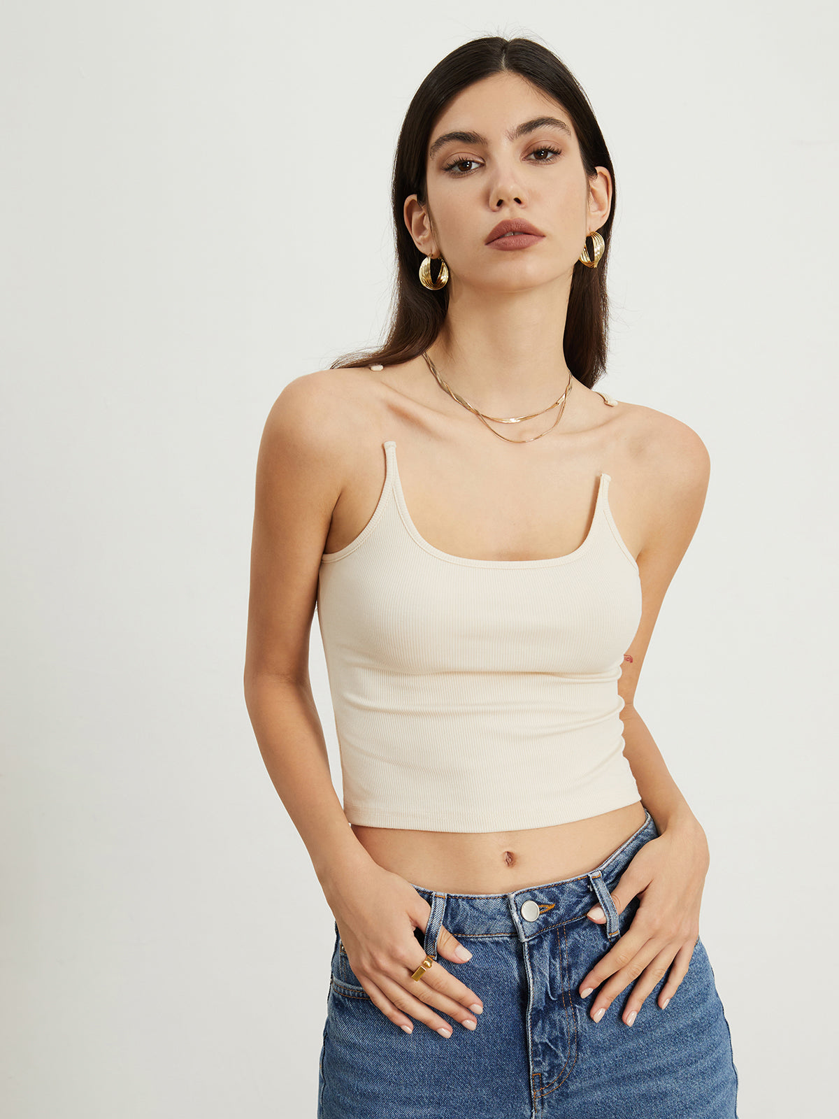 Transparent Strap Graceful Crop Tank Top