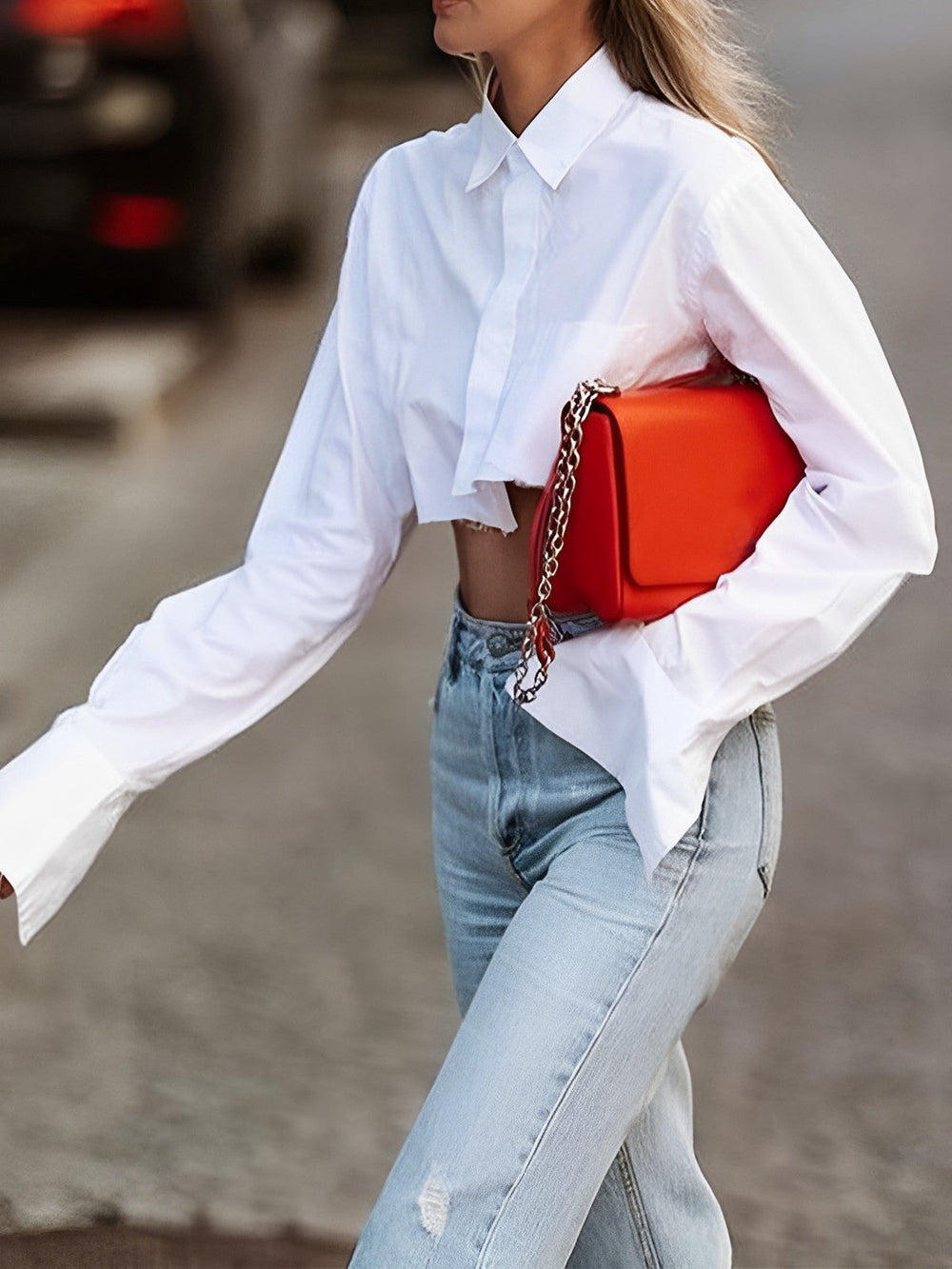 Asymmetrical Cotton Graceful Crop Shirt Shirts