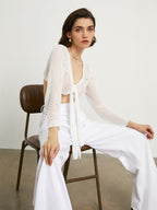 Tied Charming Pointelle Cardigan White / S Sweaters L