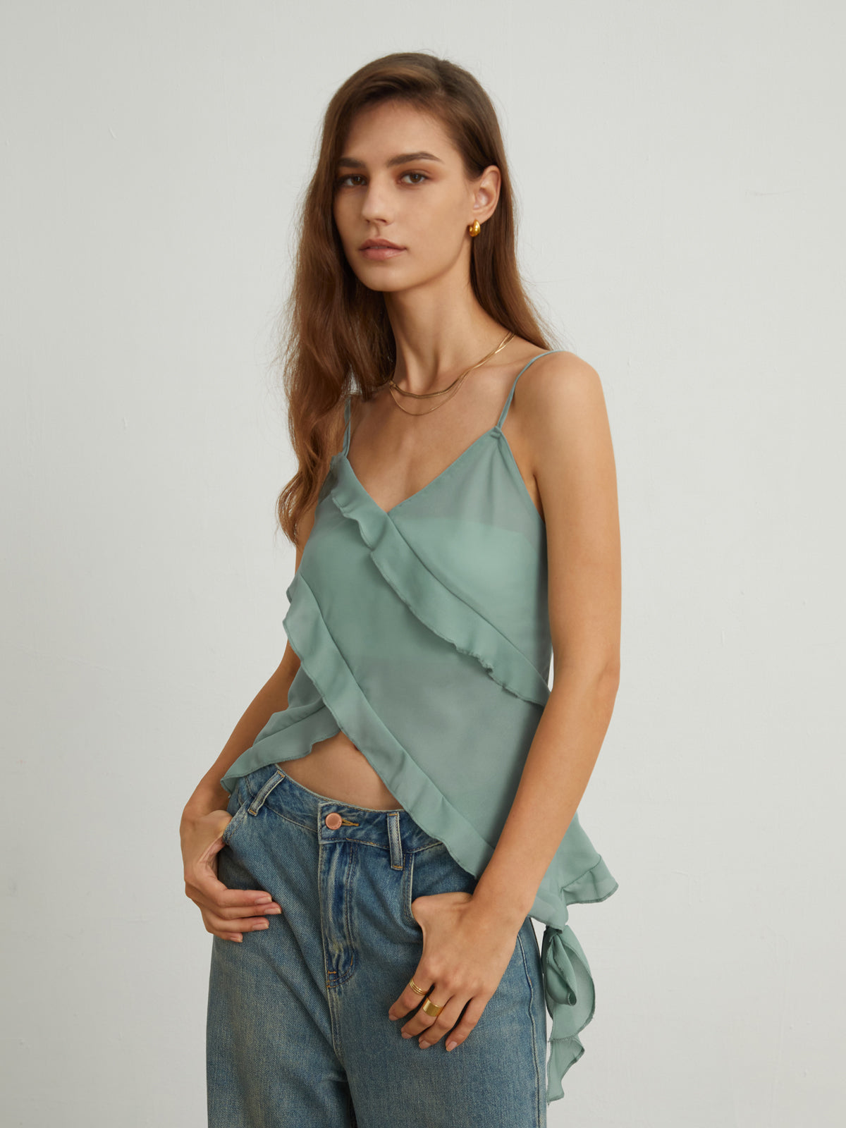 Ruffle Trim Graceful Tank Top