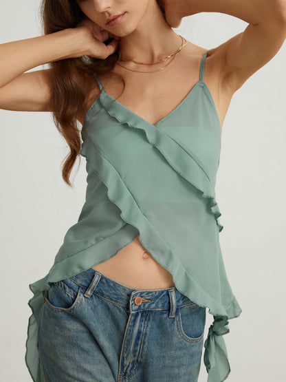 Ruffle Trim Graceful Tank Top