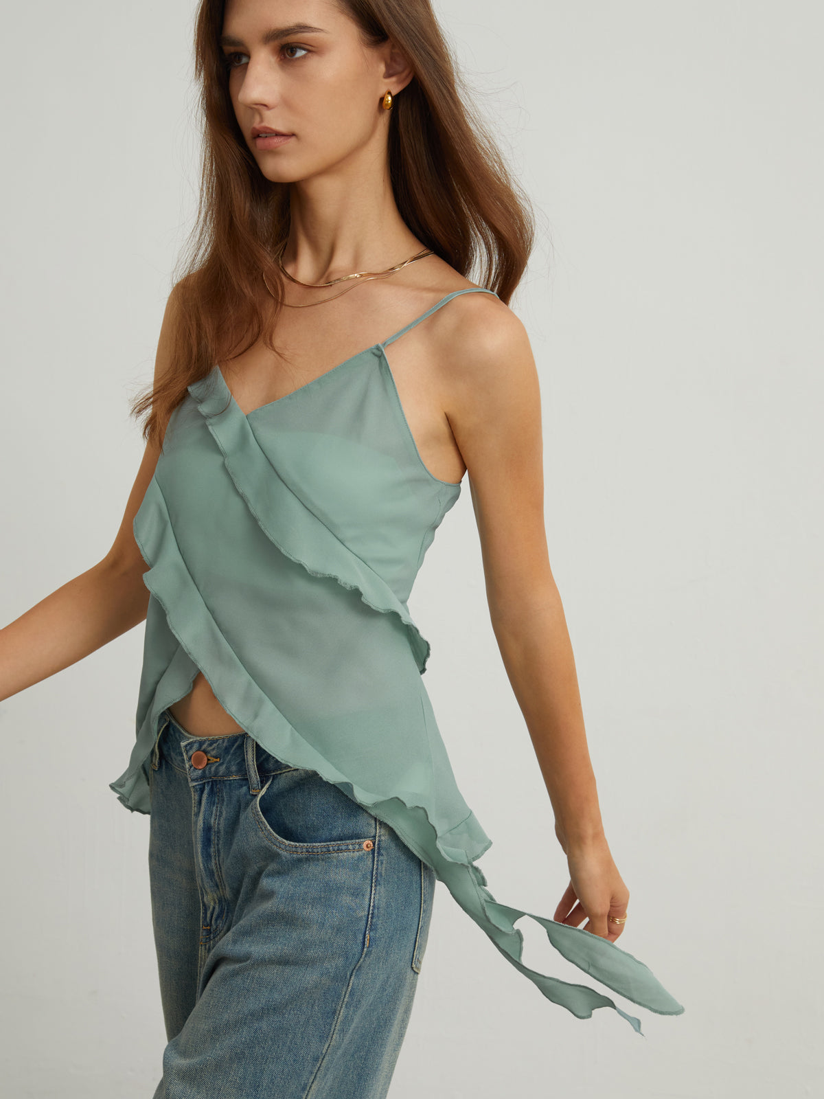 Ruffle Trim Graceful Tank Top