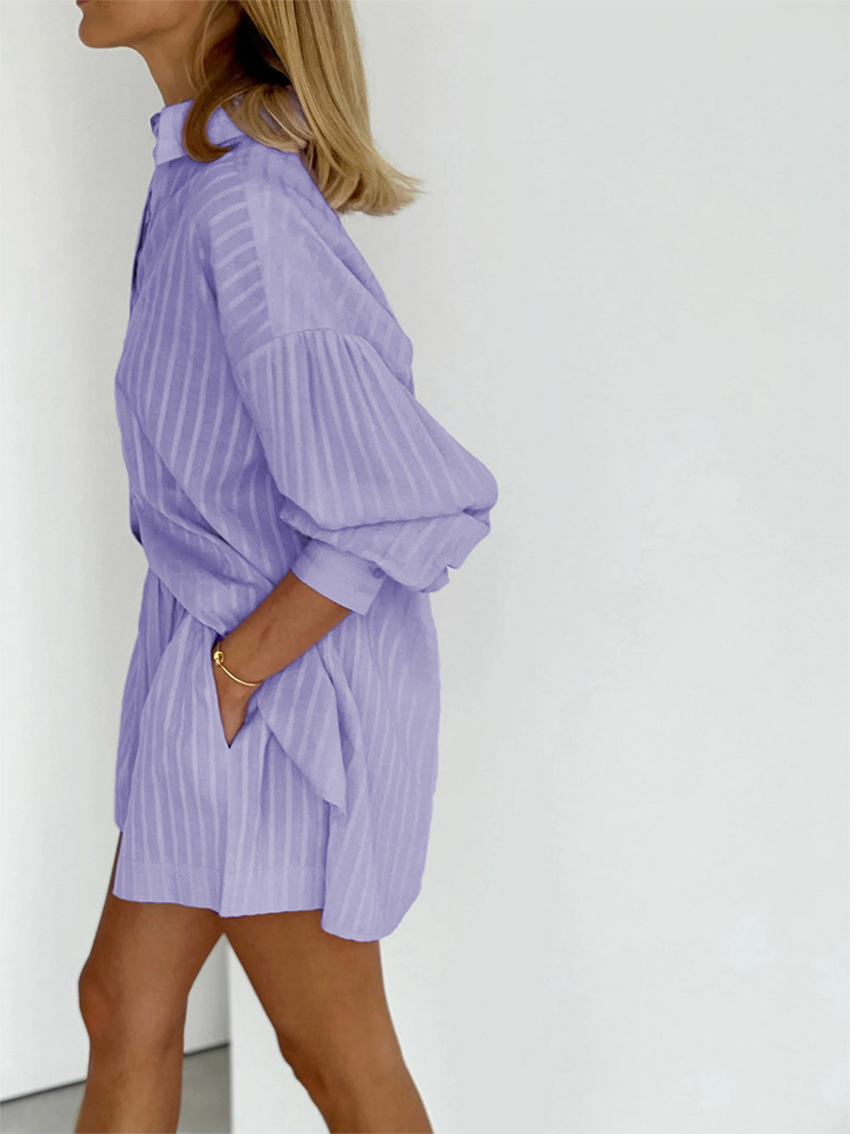 Cloud Nine Pinstripe See Modern Through Two Piece Shorts Set Short Sets