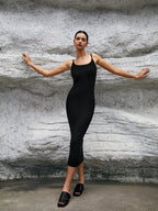 Classic Open Graceful Back Midi Dress Dresses